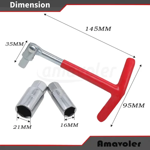 Vista 2 de Kit de herramientas de instalación de extractor de llave de bujía, acero aleado, rotación de 360 grados (junta universal con mango T), enchufe