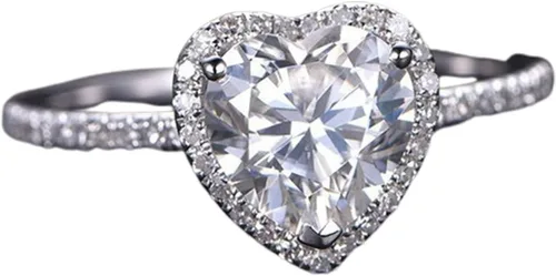 Vista 4 de Iumer - Anillo de zircón de dos piezas con incrustaciones de diamantes de imitación artificiales para mujer, talla 6-10.
