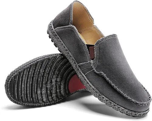 Vista 4 de Zapatos de lona sin cordones, antideslizantes, informales, planos, para exteriores, mocasines casuales para hombre de JAMONWU