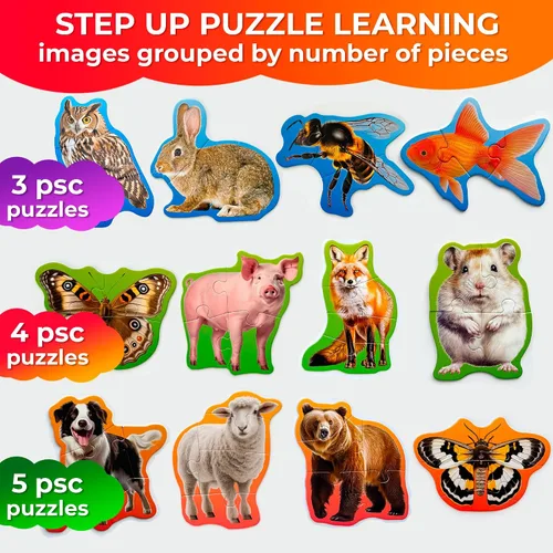Vista 2 de Step Up Puzzles para niños de 3 a 5 a 40 años, rompecabezas realistas para juego de 4