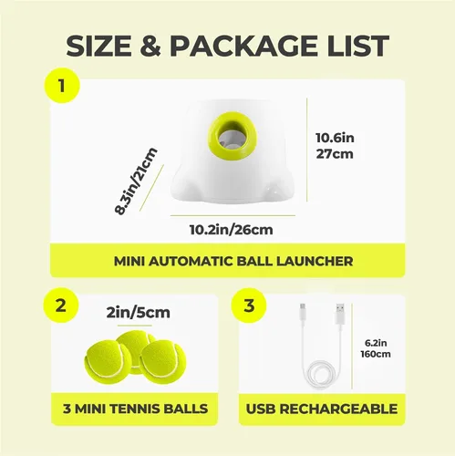 Vista 10 de ALL FOR PAWS Lanzador automático de bolas para perros, máquina interactiva para mascotas, lanzador de bolas para interiores, 3 bolas incluidas
