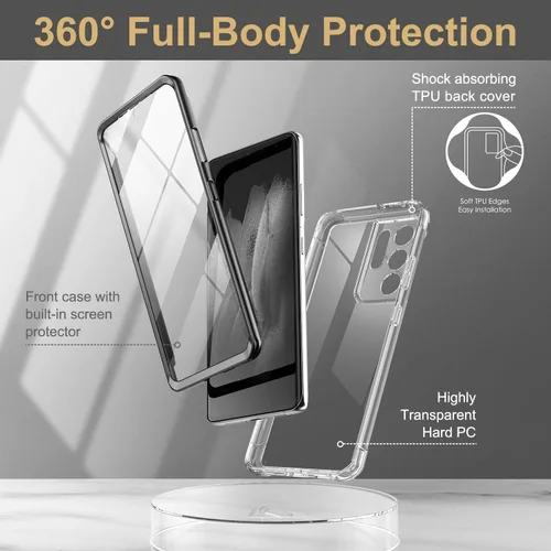 Vista 5 de SURITCH Funda Ultra Clear para Samsung Galaxy S21 de 6.8 pulgadas (solo protector de pantalla), [protector de pantalla integrado] carcasa rígida