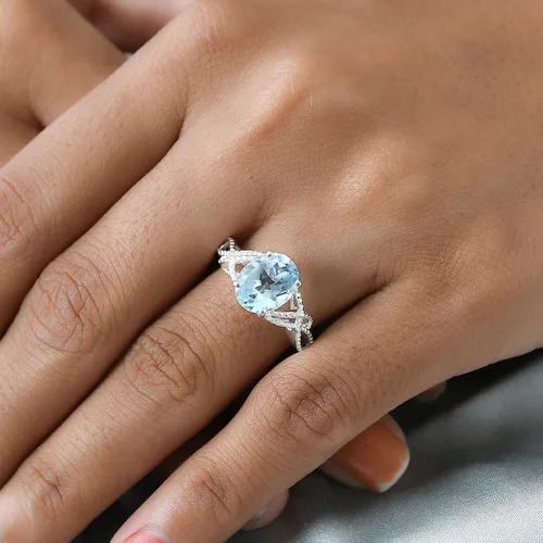 Vista 6 de Compra hermosos anillos de compromiso LC para mujer, piedra de topacio azul, plata de ley 925, piedra natal de amor, Metal, Topacio