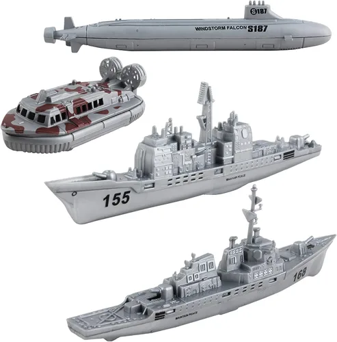Vista 6 de deAO Portaaviones de juguete con soldados del ejército a escala, aviones de guerra, buques de guerra, vehículos militares, acorazados, aviones