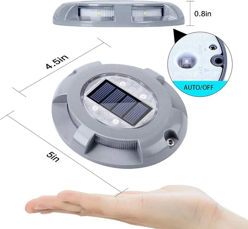 Vista 5 de SIEDiNLAR Luces solares para cubierta, luz LED para muelle de entrada, funciona con energía solar, marcadores de carretera impermeables para jardín