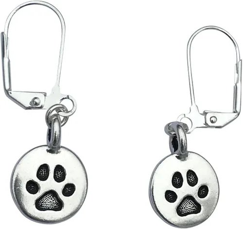 Vista 3 de DragonWeave - Juego de collar y pendientes, diseño de pata de gato y perro, color negro plateado