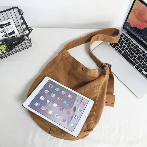Vista 4 de Bolso bandolera de lona para mujeres y hombres, bolso de hombro casual, bolsa de mano, bolsa de mensajero, bolsa cruzada