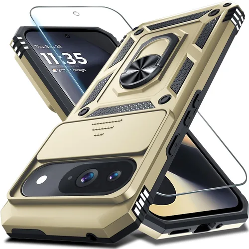 Vista 43 de Janmitta - Funda compatible con Google Pixel 9 Pro XL con cubierta deslizante para lente de cámara incorporada + protector de pantalla + soporte
