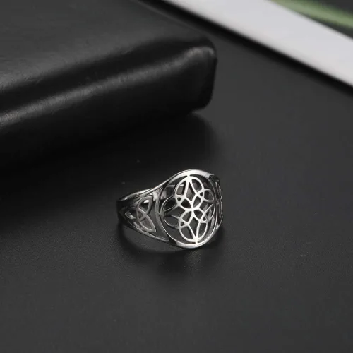 Vista 22 de TEAMER Anillo de nudo de brujas, amuleto celta de acero inoxidable, joyería vintage para mujer