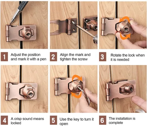 Vista 5 de szhdxsy - Paquete de 2 cerraduras de cerrojo con llave de 4 pulgadas para puertas pequeñas, gabinetes y más, acero inoxidable, cromado con cerradura