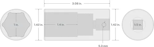 Vista 6 de TEKTON SID23025 Dado de impacto profundo de 6 puntos de 1 pulgada impulsor de 1/2 pulgada