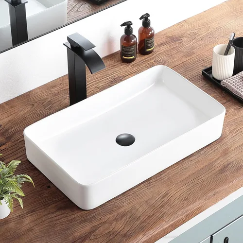 Vista 16 de Lavabo pequeño para baño tipo vasija 11.8"x11.8" pulgadas cuadrado, lavabo de baño de cerámica blanca, lavabos de baño modernos sobre encimera