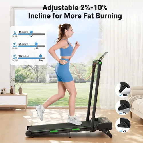 Vista 4 de THERUN Walking Pad with Handle Bar, 2 in 1 Under Desk Portable Treadmill Verde