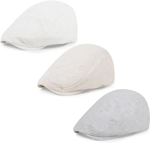 Vista 8 de 3 piezas de gorra Newsboy de algodón para hombre, gorra plana ajustable genial