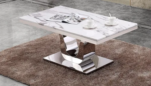 Vista 2 de Best Quality Furniture CT27-A Mesa de centro, blanco, plateado