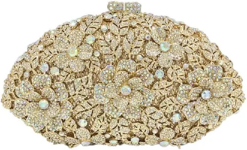 Vista 16 de Boutique De FGG Bolso de noche de flores de embrague de cristal de lujo para mujer, bolso de boda nupcial, bolso