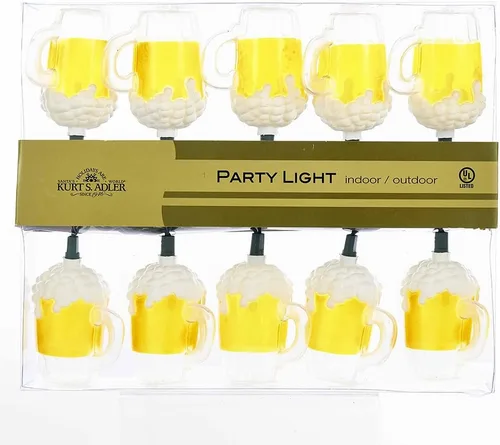 Vista 2 de Kurt S. Adler Kurt Adler UL0565 - Taza de cerveza, 10 luces, color amarillo y blanco