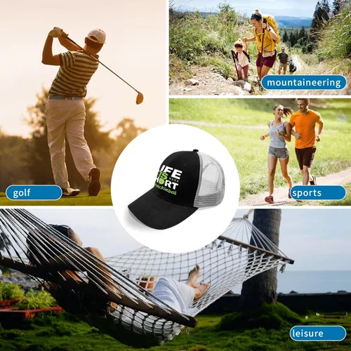 Vista 8 de devor Dad Hat Life is Short Play Pickleball Baseball Cap for Women Funny Denim Hat Adjustable