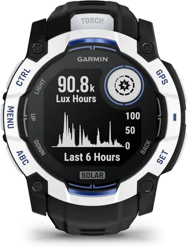 Vista 31 de Garmin Instinct® 3 45mm, pantalla AMOLED, reloj inteligente GPS resistente para exteriores, bisel reforzado con metal, linterna incorporada, hasta