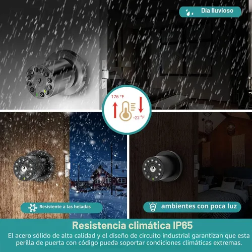 Vista 5 de BOTHSTAR Paquete de 3 Perillas de Puerta Electrónicas sin Llave Negras con Llave Igual, con Teclado Retroiluminado, Cerradura de Servicio Pesado