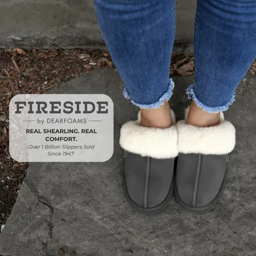Vista 11 de Dearfoams Fireside Sydney Pantuflas anchas de piel de oveja para mujer, para interiores y exteriores