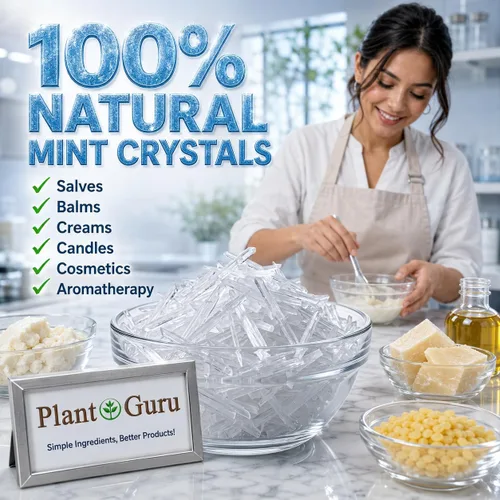 Vista 4 de Cristales de mentol, 1 libra, 100 % menta arvensis pura y natural, UPS de grado alimenticio