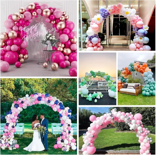 Vista 7 de Kit de arco de globos, marco de soporte de arco de globos de 7.4 pies con base: para decoración de bodas, baby shower, fiestas de cumpleaños