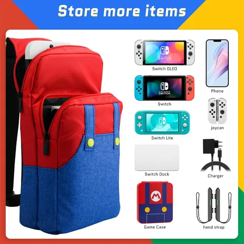 Vista 5 de GLDRAM Paquete de bolsas de viaje para Nintendo Switch, bonita funda de transporte para Switch Lite y Switch OLED, kit de accesorios de bolsa