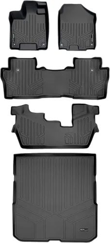 Vista 45 de SMARTLINER Juego de alfombrillas de piso de ajuste personalizado de 3 filas para Honda Pilot 2009-2015