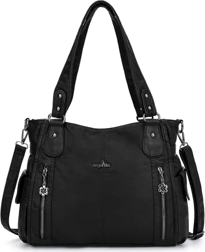 Vista 21 de Angel Kiss Bolsos para mujer con tiras en la parte superior, bolso estilo Hobo, bolsas de hombro espaciosas y casuales, cartera estilo Tote de PU
