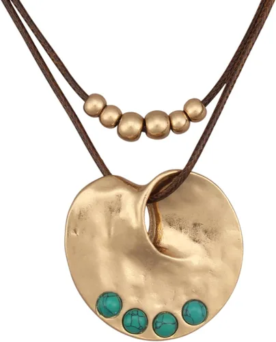 Vista 18 de Jeilwiy Collar de cuero para mujer, collar funky, gargantilla de cuerda con colgante, joyería de estilo bohemio