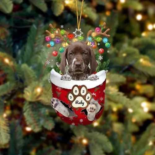 Vista 167 de Adornos personalizados de Pug cervatillo – Decoración personalizada para árbol de Navidad con patas de bolsillo de nieve