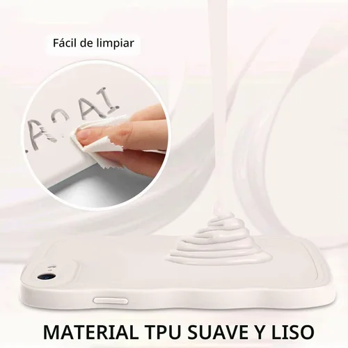 Vista 2 de GUAGUA Funda para iPhone SE 2022/2020, Funda para Teléfono iPhone 7/8 Diseño Lindo de Forma de Onda Rizada TPU Suave con Correa de Muñeca Soporte
