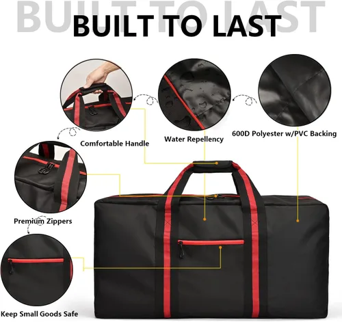 Vista 6 de Bolsas de lona para viajes, bolsa de viaje ligera para almacenamiento, bolsa de lona plegable impermeable para acampar durante la noche, hombres