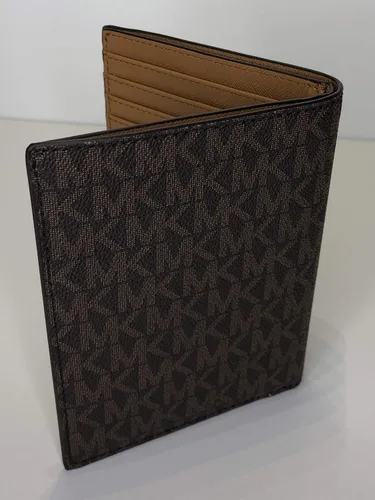 Vista 5 de Michael Kors Jet Set Travel Passport Wallet Case Signature MK Brown