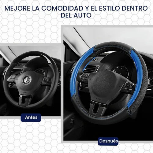 Vista 6 de Skechers Funda para Volante Air-Cooled, Funda para Volante de Automóvil de Cuero de Malla Air-Cooled, Ajuste Universal 14" 1/2-15", Protector de Azul