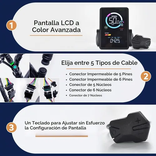 Vista 4 de Pantalla Ebike, protocolo UART No. 2, 24V-60V ABS Colorido Ciclismo Computadora con Puerto de Carga para Dispositivos Móviles, Pantalla LCD Vertical
