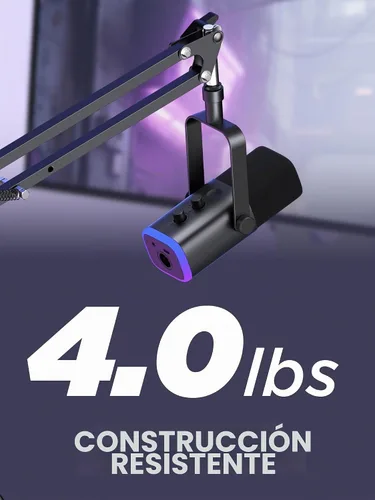 Vista 6 de InnoGear Soporte de micrófono de brazo extendido para cantar podcast, negro Desk Mount, Desktop Stands, Adjustable Reach, Rotate Fully, Folds Away