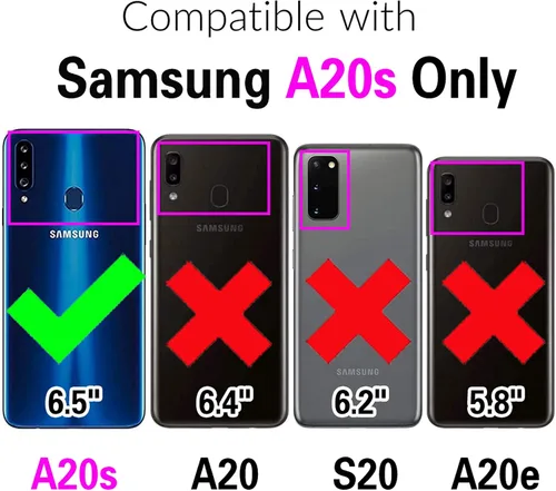Vista 2 de Asuwish Funda de teléfono para Samsung Galaxy A20s con protector de pantalla de vidrio templado y soporte delgado, híbrida, resistente, funda
