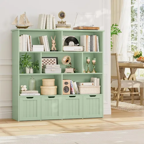 Vista 2 de FINETONES Organizador de Almacenamiento, Estantería con 4 Cofres Móviles y 7 Cubos de Almacenamiento, Cofre de Almacenamiento con Ruedas Ocultas