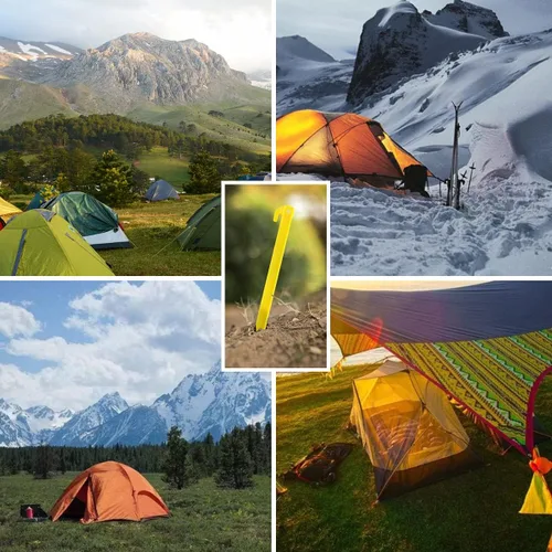Vista 6 de Paquete de 10 estacas de plástico para tienda de campaña, estacas de anclaje resistentes de 6 pulgadas para camping, jardinería, paisajismo