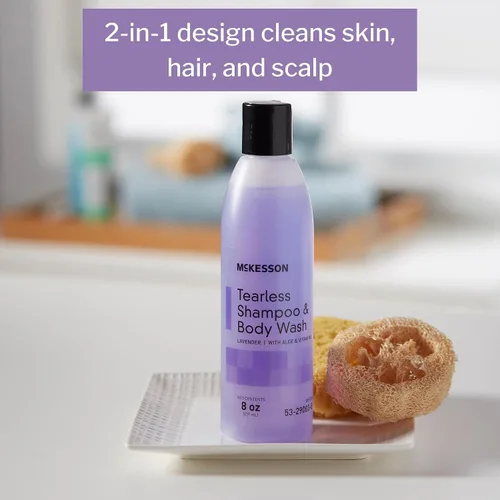 Vista 3 de McKesson Champú sin lágrimas y gel de baño con aloe y vitamina E, aroma a lavanda, 8 onzas, 1 unidad