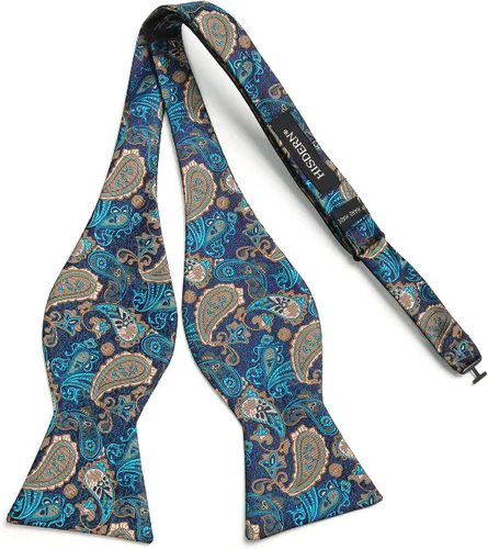 Vista 103 de HISDERN Pajaritas para hombre, corbatín de cachemira para hombre, corbata de lazo y bolsillo cuadrado, juego formal de esmoquin para boda
