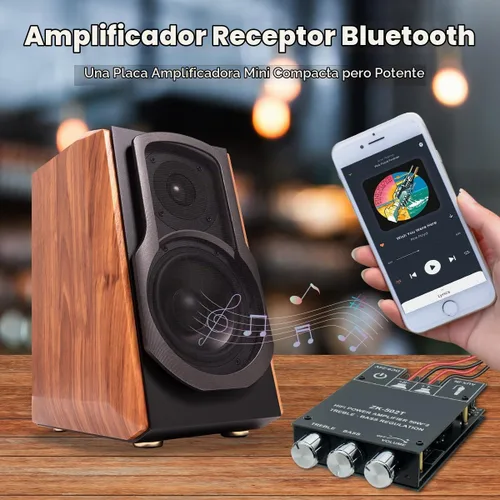 Vista 4 de Hosyond ZK-502T - Placa de amplificador Bluetooth 5.0 de 100 W con control de agudos y graves, TPA3116D2 50 Wx2, placa de amplificador Bluetooth