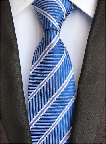 Vista 131 de Secdtie Corbata clásica de seda tejida jacquard a rayas para hombre
