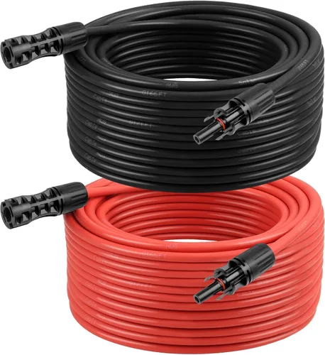 Vista 14 de Cable de Extensión Solar de 8 AWG 3 Pies Negro + 3 Pies Rojo, Cable de Panel Solar de Calibre 8 Macho a Hembra Alambre de Cobre Estañado para Panel