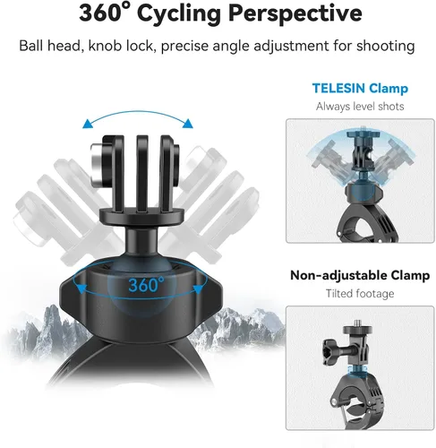 Vista 2 de Adaptom Soporte de bicicleta para motocicleta, soporte de abrazadera para manillar, accesorios de montaje para GoPro Insta360 DJI Action Phones