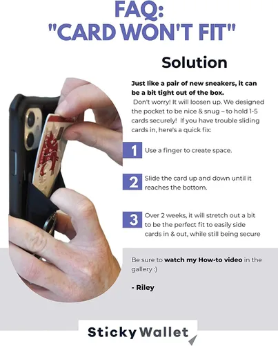 Vista 6 de LIFESTYLE DESIGNS The StickyWallet – Cartera de teléfono adhesivo de elastano premium para cualquier funda – Diseño único de doble bolsillo + correa