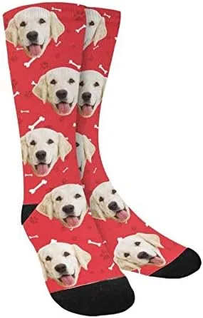 Vista 3 de Calcetines de cara personalizados, para amantes de los perros y mascotas, con foto en calcetines, unisex, atléticos, para hombres y mujeres