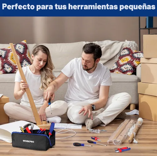 Vista 8 de WORKPRO Bolsa de herramientas, bolsa de herramientas de boca ancha de 10 pulgadas con cremallera, bolsa de almacenamiento de herramientas